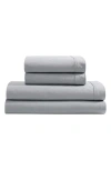 Calvin Klein Washed 200 Thread Count Percale Sheet Set In Grey/blue