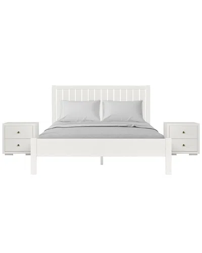Camden Isle Graham Wooden Platform Bed With 2 Nightstands 2