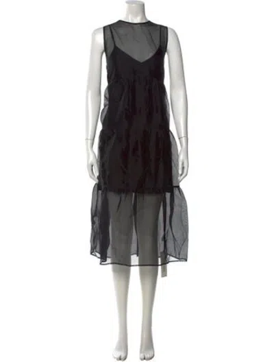 Pre-owned Cami Nyc Crew Neck Midi Length Dress In Black