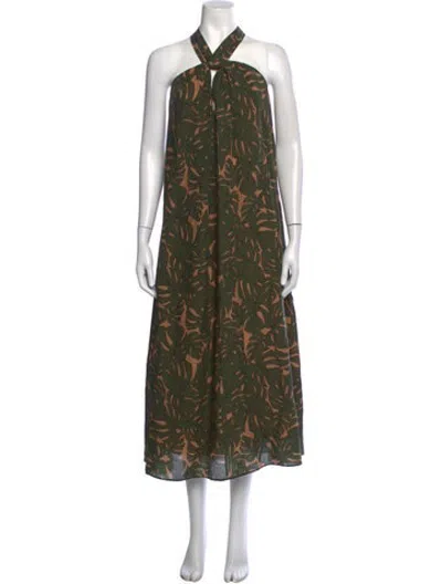 Pre-owned Cami Nyc Floral Print Midi Length Dress In Green