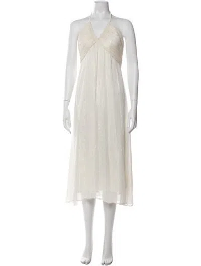 Pre-owned Cami Nyc Halterneck Midi Length Dress In Neutrals