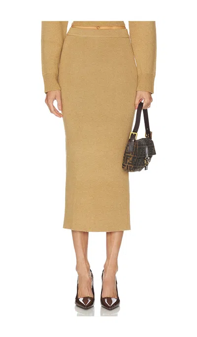 Camila Coelho Costansa Midi Skirt In Dark Taupe