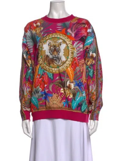 Pre-owned Camilla Floral Print Crew Neck Sweatshirt In Multicolor