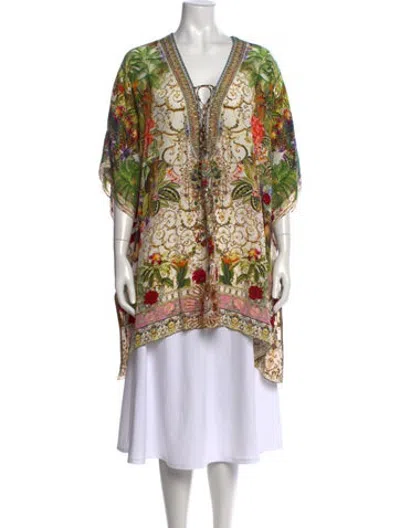 Pre-owned Camilla Floral Print V-neck Tunic In White