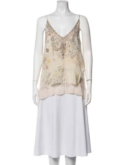 Pre-owned Camilla Silk Floral Print Top In Blue