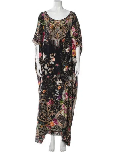 Pre-owned Camilla Silk Floral Print Tunic In Black