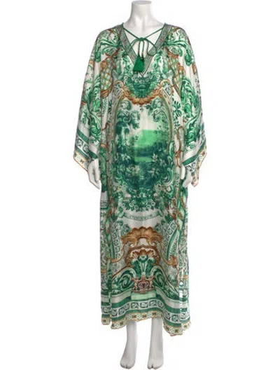 Pre-owned Camilla Silk Long Dress In Green