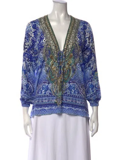 Pre-owned Camilla Silk Printed Blouse In Blue