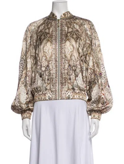 Pre-owned Camilla Silk Printed Bomber Jacket In Neutrals