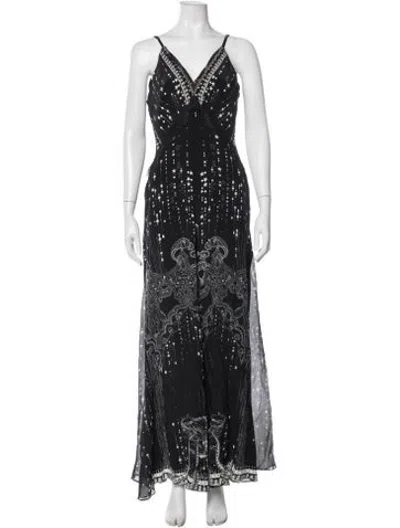 Pre-owned Camilla Silk Printed Jumpsuit In Black