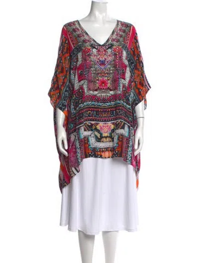 Pre-owned Camilla Silk Printed Tunic In Blue/orange
