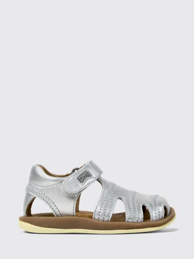 Camper Kids'  Bicho Laminated Leather Sandals In Silver