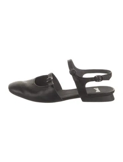 Pre-owned Camper Leather Mary Jane Flats In Black