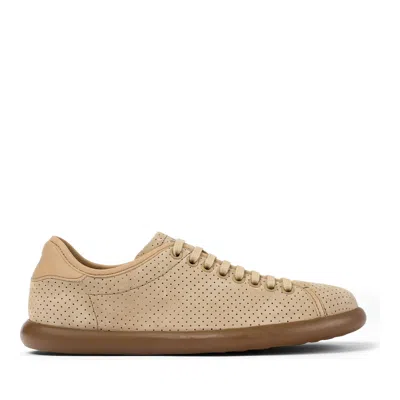 Camper Strobel Beige Perforated Pigskin Sneakers In Brown