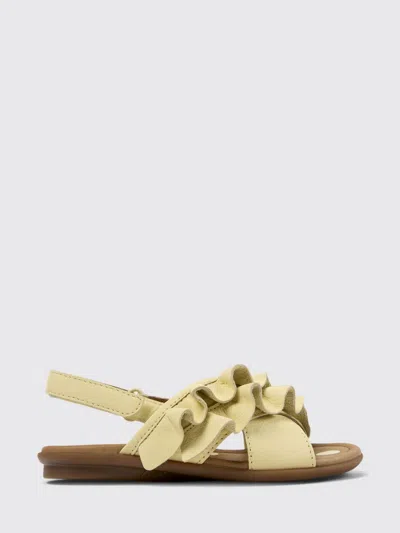 Camper Kids'  Twins Leather Sandal With Ruffles In Neutral