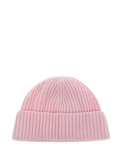 Canada Goose Logo-patch Ribbed-knit Beanie Hat In Pink