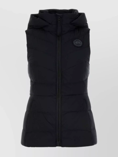 Canada Goose Nylon Sleeveless Down Jacket With High Collar In Black