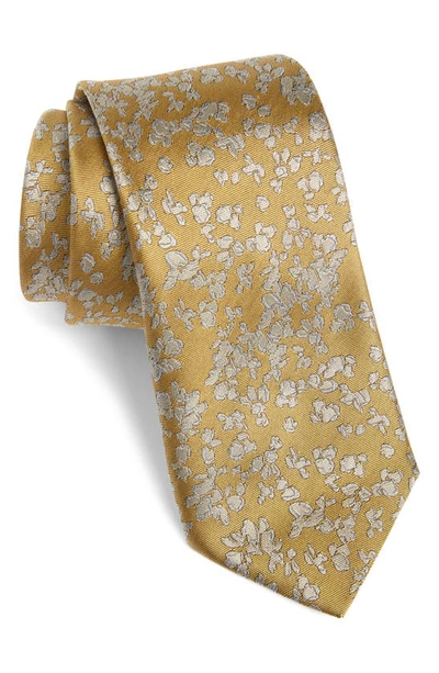Canali Floral Silk Tie In Yellow