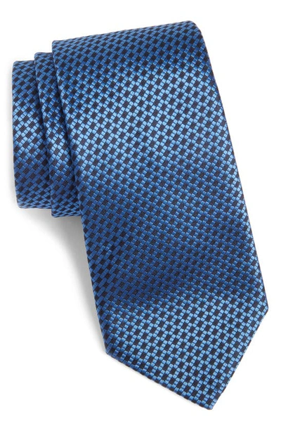 Canali Geometric Silk Tie In Blue