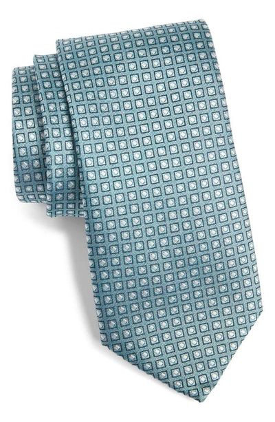 Canali Geometric Silk Tie In Light Green