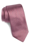 Canali Geometric Silk Tie In Pink