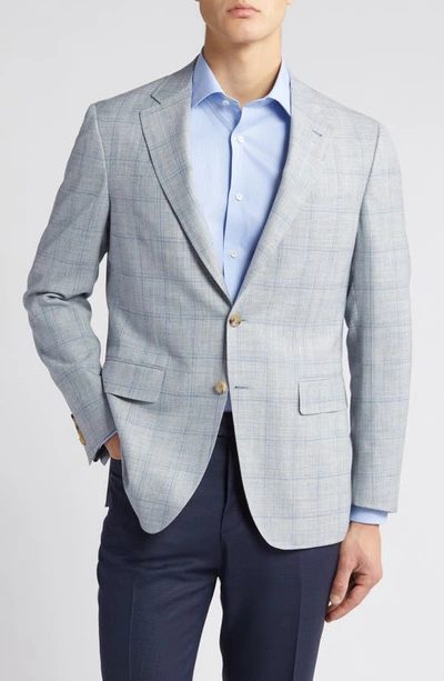 Canali Kei Trim Fit Plaid Wool & Silk Blend Sport Coat In Grey