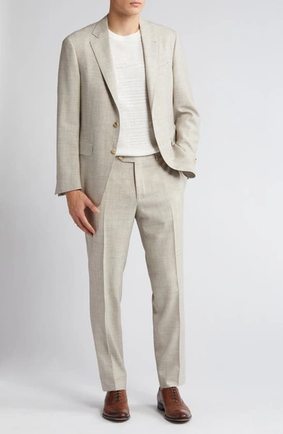 Canali Kei Trim Fit Slub Wool & Silk Blend Suit In Beige
