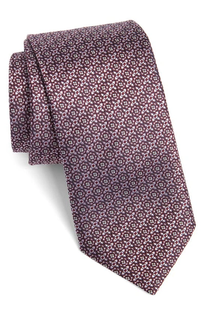 Canali Medallion Silk Tie In Pink