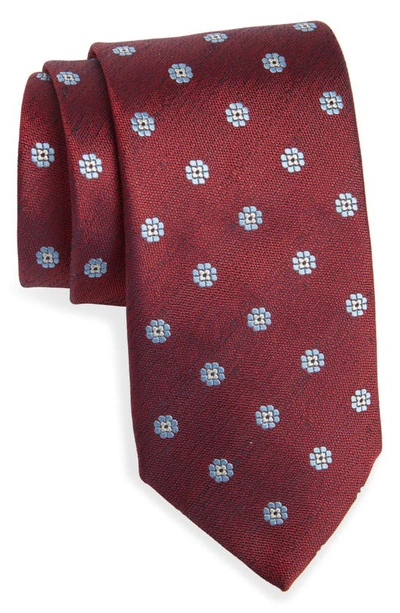 Canali Medallion Silk Tie In Red