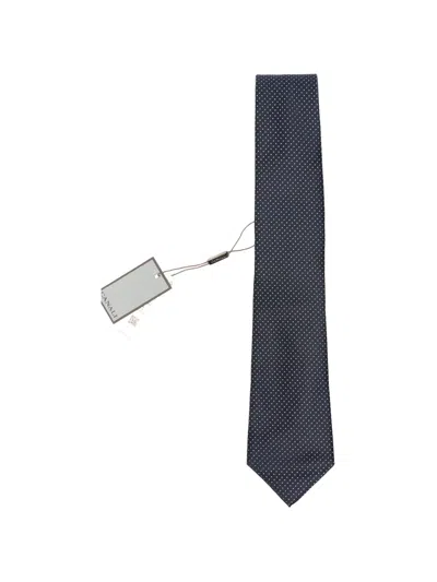 Canali Polka-dot Twill Tie In Blue