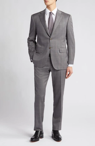 Canali Siena Regular Fit Plaid Wool Suit In Grey