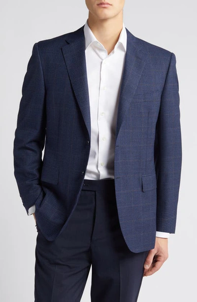 Canali Siena Regular Fit Windowpane Check Wool Sport Coat In Navy