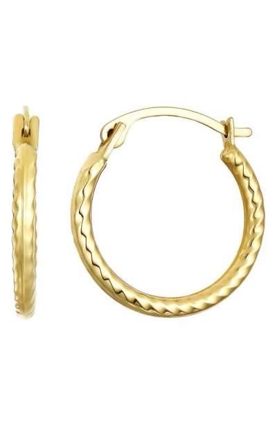 Candela Jewelry 10k 15mm Corrugated Hoop Earrings In Gold