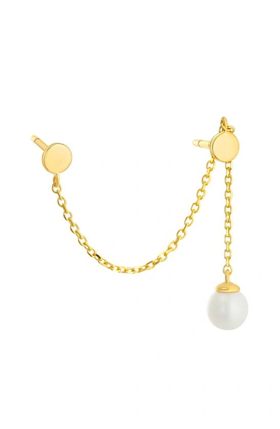 Candela Jewelry 14k Gold Freshwater Pearl Double Piercing Earring