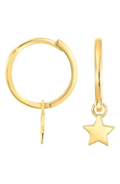 Candela Jewelry 14k Gold Star Dangle Huggie Hoop Earrings