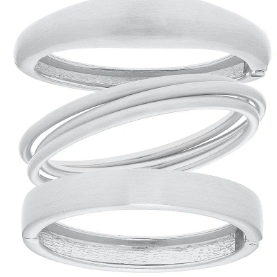 Canvas Style Satin Metal Bangle Stack In Grey