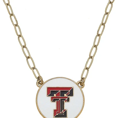 Canvas Style Texas Tech Red Raiders Enamel Disc Pendant Necklace In Gold
