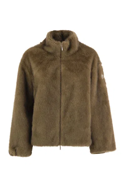 Cape Horn Isluga - Faux Fur Jacket With High Collar In Khaki