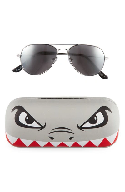 Capelli New York Kids' Cool Shark Sunglasses & Case In Grey Combo