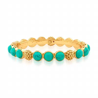 Capucine De Wulf Women's Berry Gem Hinged Bangle In Turquoise In Blue