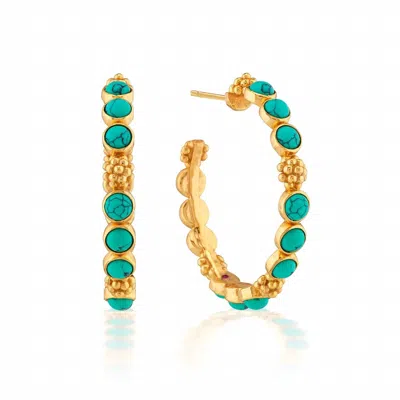Capucine De Wulf Women's Berry Gem Medium Hoop Earrings In Turquoise In Blue
