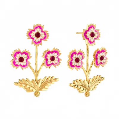 Capucine De Wulf Women's Dianthus Convertible Bouquet Post Earrings In Enamel/jade In Multi