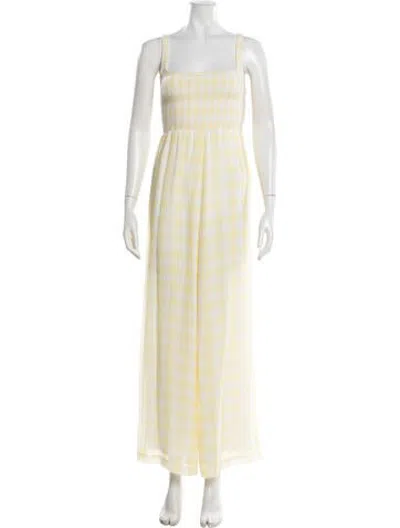 Pre-owned Capulet Plaid Print Square Neckline Jumpsuit In Yellow