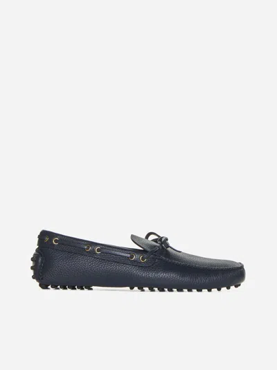 Car Shoe Leather Boat Loafers In Blue