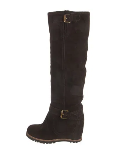 Pre-owned Car Shoe Suede Boots In Brown