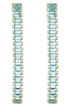 Cara Baguette Crystal Linear Drop Earrings In Blue
