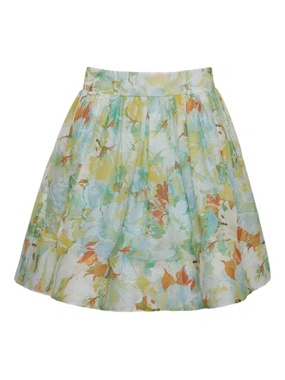 Cara Cara Alba Floral-print Pleated Mini Skirt In Blue