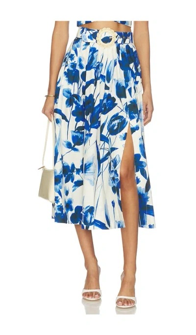 Cara Cara Fielden Midi Skirt In Petal Sketch Navy