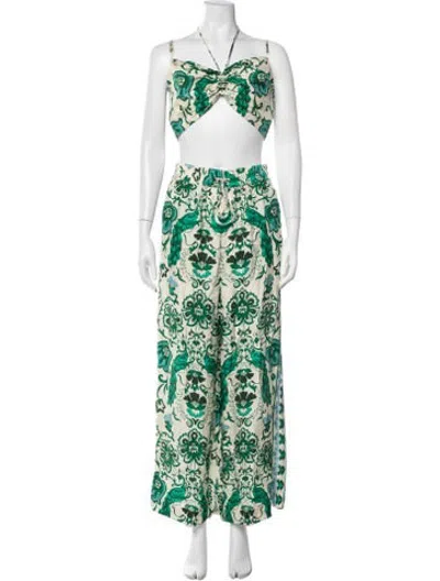 Pre-owned Cara Cara Floral Print Pant Set In Neutrals