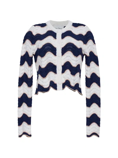 Cara Cara Jolene Wave-stripe Crochet Cardigan In Multi